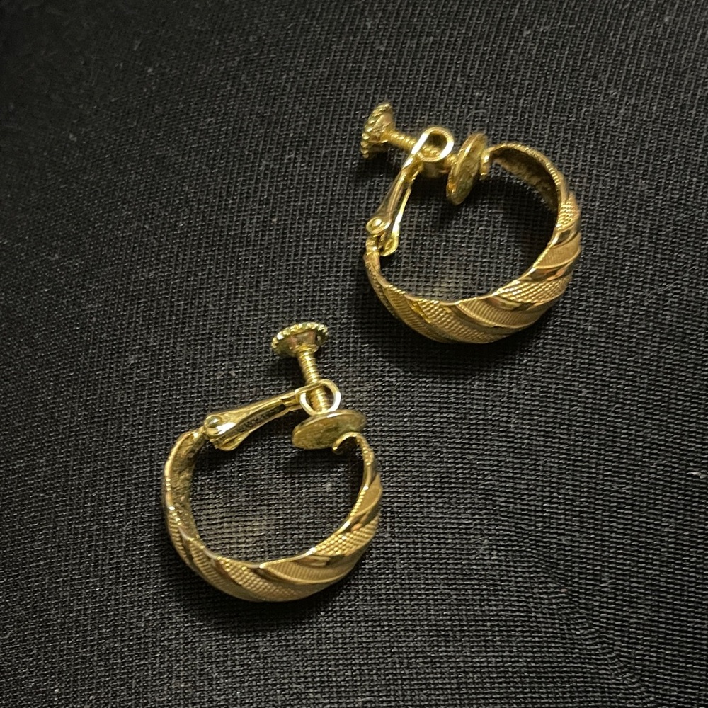 Napier TRUE Gold Textured Hoop Earrings